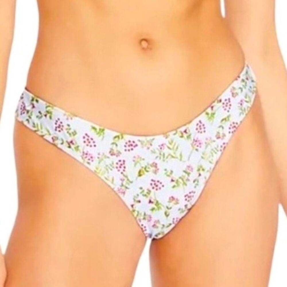 J. Crew Curved Waist Cheeky Bikini Bottom in Cloud Meadow Floral Size Medium